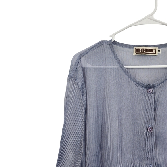 Bodil Women's Poly Chiffon Plisse Button Front Sheer Tunic Dress - XL - Picture 2 of 8